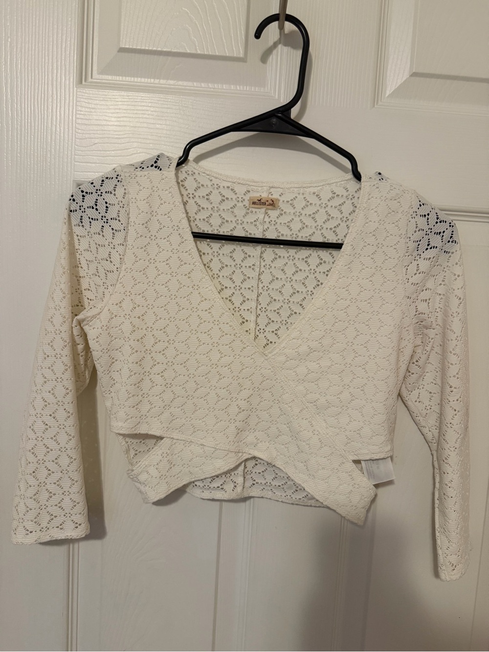Hollister Cream Crochet Wrap V-Neck Top